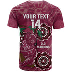 Custom Queensland Maroons Rugby T Shirt 2024 Koala Mix Aboriginal Art