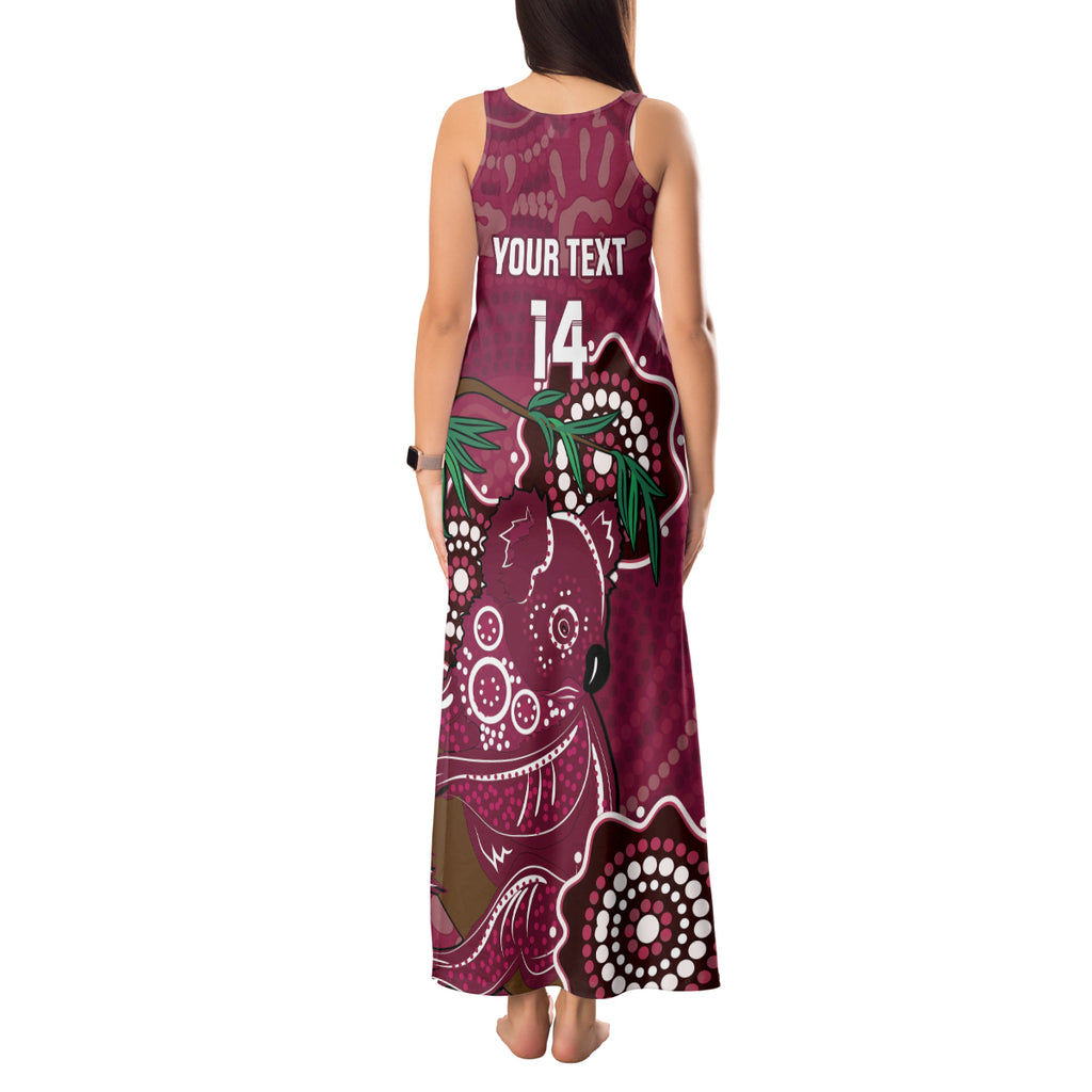 Custom Queensland Maroons Rugby Tank Maxi Dress 2024 Koala Mix Aboriginal Art