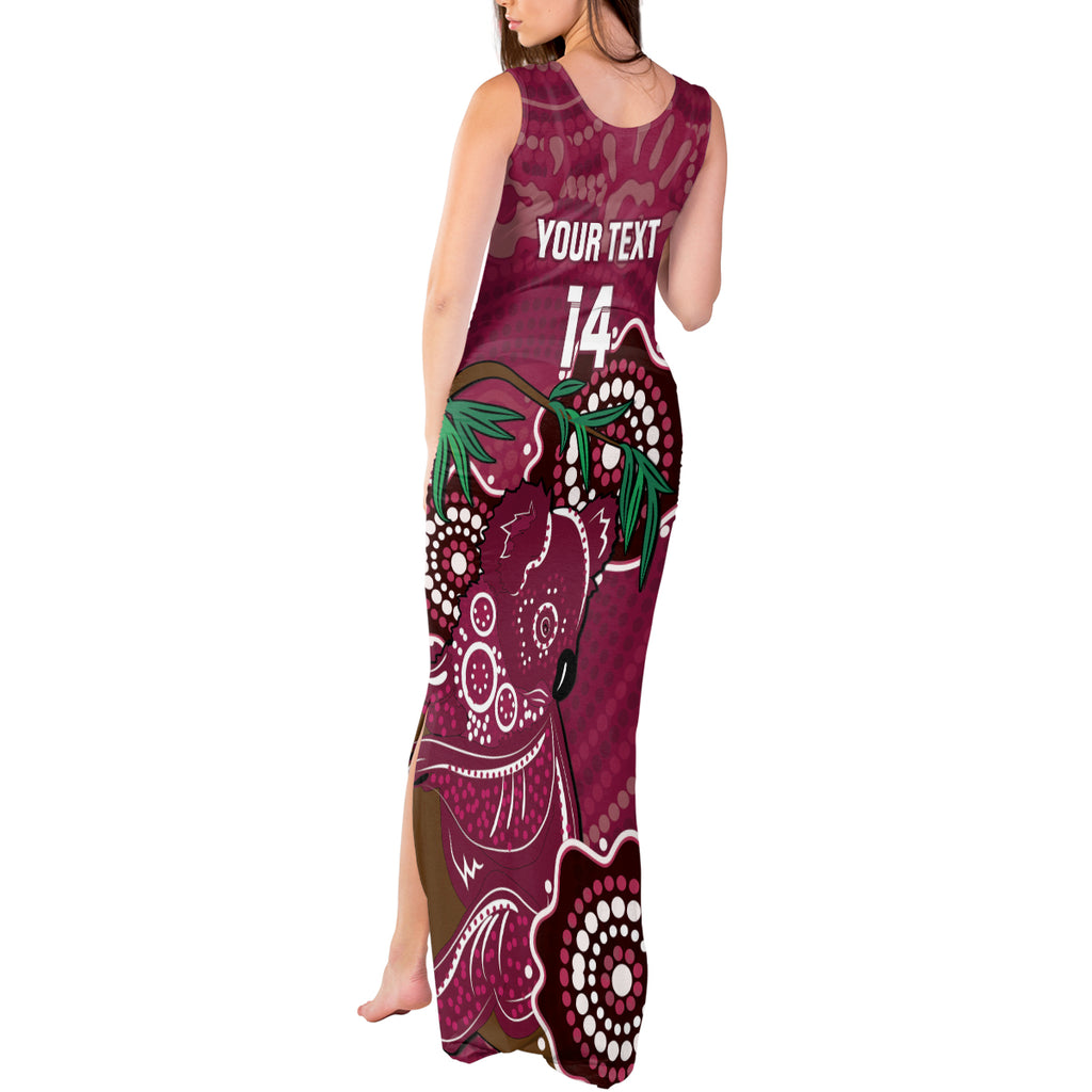 Custom Queensland Maroons Rugby Tank Maxi Dress 2024 Koala Mix Aboriginal Art