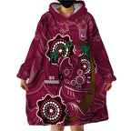Custom Queensland Maroons Rugby Wearable Blanket Hoodie 2024 Koala Mix Aboriginal Art
