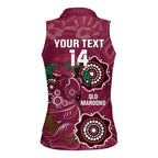 Custom Queensland Maroons Rugby Women Sleeveless Polo Shirt 2024 Koala Mix Aboriginal Art