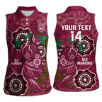 Custom Queensland Maroons Rugby Women Sleeveless Polo Shirt 2024 Koala Mix Aboriginal Art