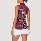 Custom Queensland Maroons Rugby Women Sleeveless Polo Shirt 2024 Koala Mix Aboriginal Art
