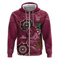Custom Queensland Maroons Rugby Zip Hoodie 2024 Koala Mix Aboriginal Art