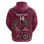 Custom Queensland Maroons Rugby Zip Hoodie 2024 Koala Mix Aboriginal Art