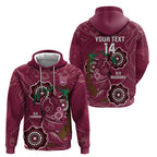 Custom Queensland Maroons Rugby Zip Hoodie 2024 Koala Mix Aboriginal Art