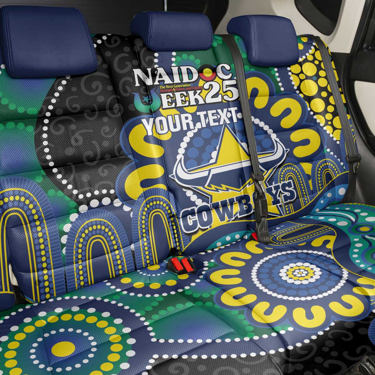 Custom NAIDOC Week 2025 Cowboys Back Car Seat Cover Indigenous Art