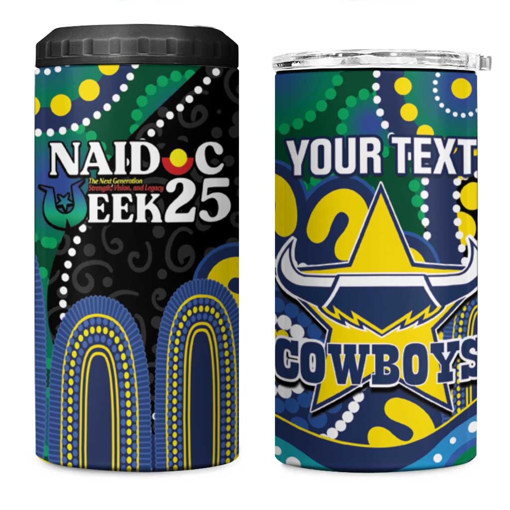 Custom NAIDOC Week 2025 Cowboys 4 in 1 Can Cooler Tumbler Indigenous Art