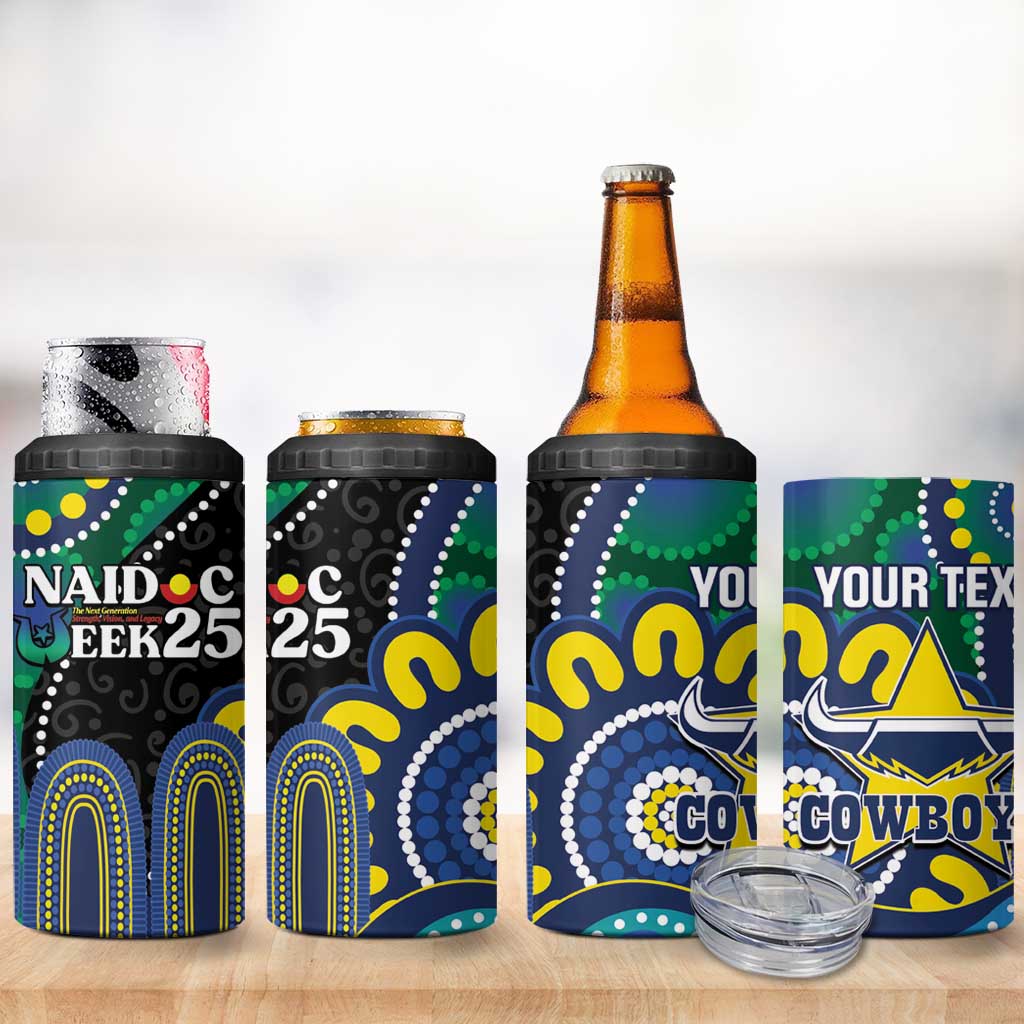 Custom NAIDOC Week 2025 Cowboys 4 in 1 Can Cooler Tumbler Indigenous Art