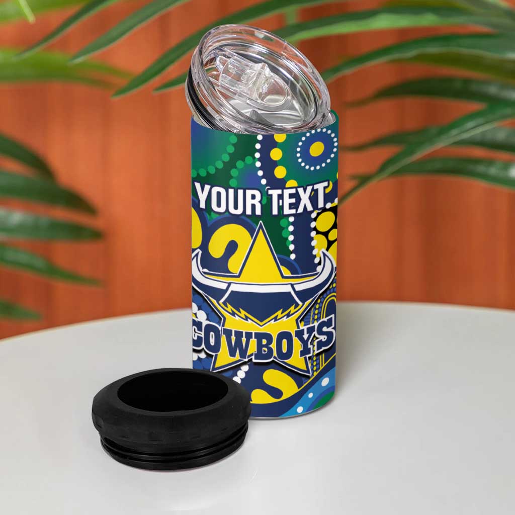 Custom NAIDOC Week 2025 Cowboys 4 in 1 Can Cooler Tumbler Indigenous Art