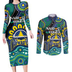 Custom NAIDOC Week 2025 Cowboys Couples Matching Long Sleeve Bodycon Dress and Long Sleeve Button Shirt Indigenous Art