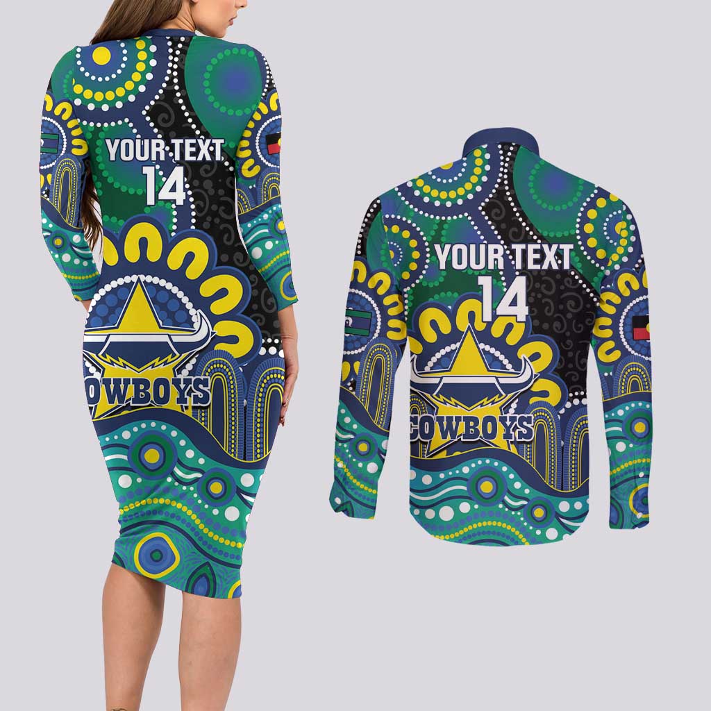 Custom NAIDOC Week 2025 Cowboys Couples Matching Long Sleeve Bodycon Dress and Long Sleeve Button Shirt Indigenous Art