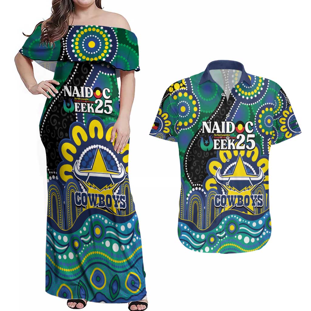 Custom NAIDOC Week 2025 Cowboys Couples Matching Off Shoulder Maxi Dress and Hawaiian Shirt Indigenous Art