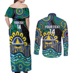 Custom NAIDOC Week 2025 Cowboys Couples Matching Off Shoulder Maxi Dress and Long Sleeve Button Shirt Indigenous Art