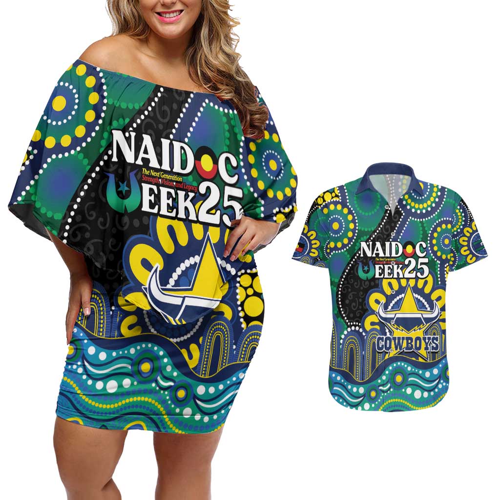 Custom NAIDOC Week 2025 Cowboys Couples Matching Off Shoulder Short Dress and Hawaiian Shirt Indigenous Art