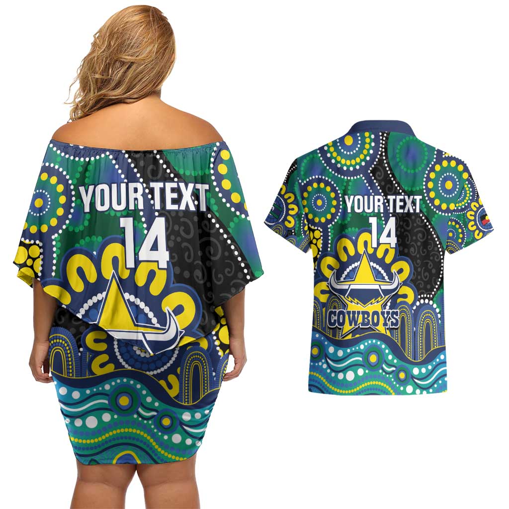 Custom NAIDOC Week 2025 Cowboys Couples Matching Off Shoulder Short Dress and Hawaiian Shirt Indigenous Art