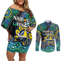 Custom NAIDOC Week 2025 Cowboys Couples Matching Off Shoulder Short Dress and Long Sleeve Button Shirt Indigenous Art