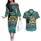 Custom NAIDOC Week 2025 Cowboys Couples Matching Off The Shoulder Long Sleeve Dress and Hawaiian Shirt Indigenous Art