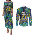 Custom NAIDOC Week 2025 Cowboys Couples Matching Puletasi and Long Sleeve Button Shirt Indigenous Art