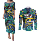 Custom NAIDOC Week 2025 Cowboys Couples Matching Puletasi and Long Sleeve Button Shirt Indigenous Art
