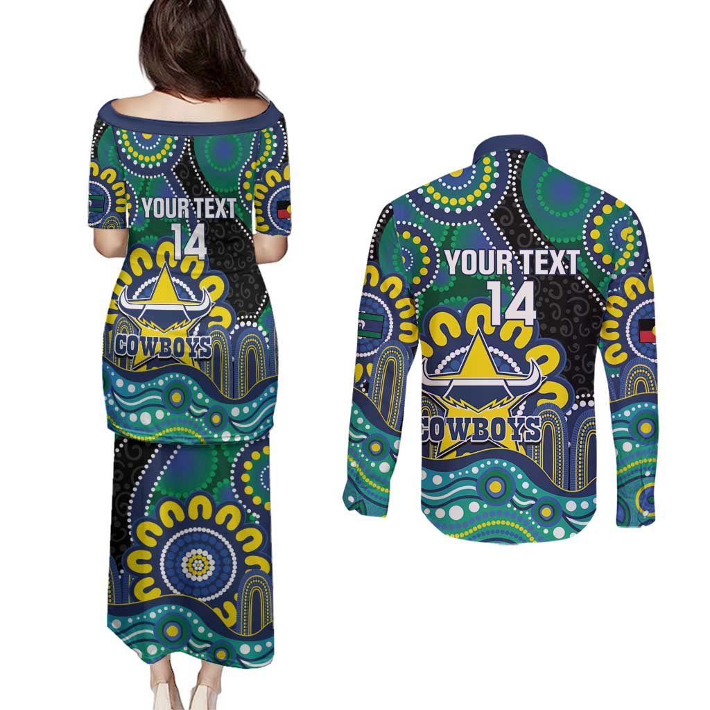 Custom NAIDOC Week 2025 Cowboys Couples Matching Puletasi and Long Sleeve Button Shirt Indigenous Art