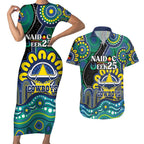Custom NAIDOC Week 2025 Cowboys Couples Matching Short Sleeve Bodycon Dress and Hawaiian Shirt Indigenous Art