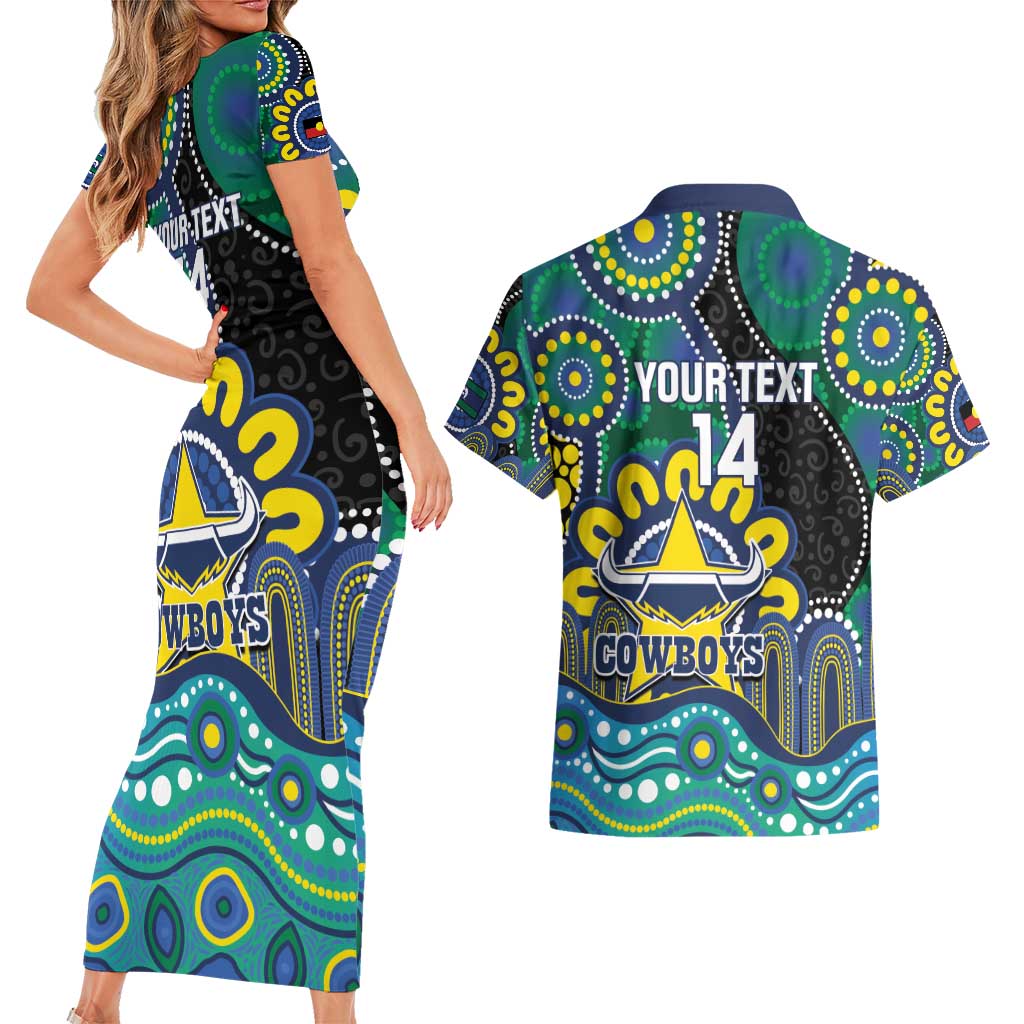 Custom NAIDOC Week 2025 Cowboys Couples Matching Short Sleeve Bodycon Dress and Hawaiian Shirt Indigenous Art