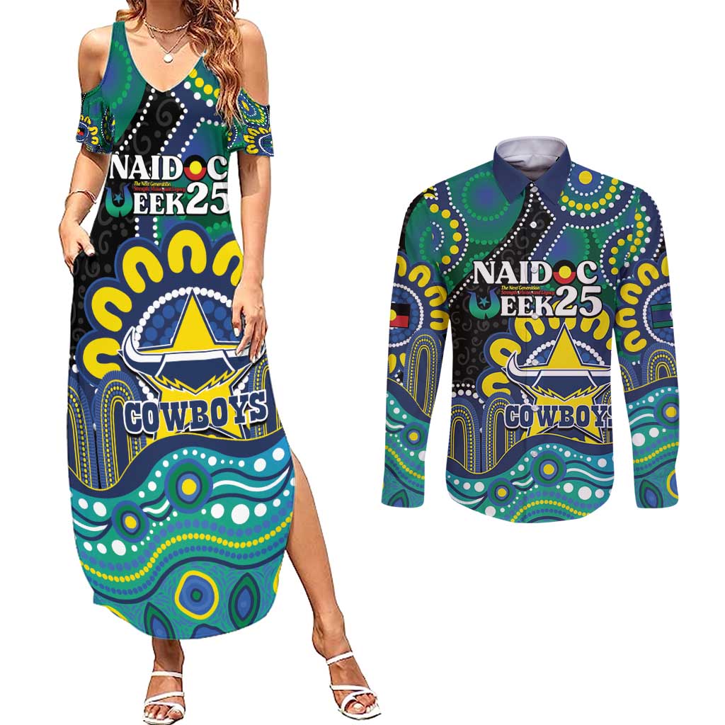 Custom NAIDOC Week 2025 Cowboys Couples Matching Summer Maxi Dress and Long Sleeve Button Shirt Indigenous Art