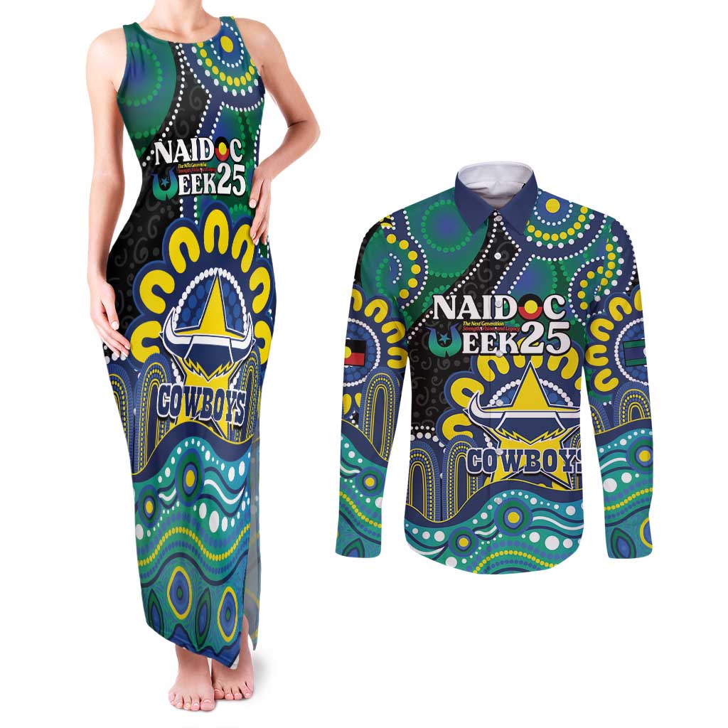 Custom NAIDOC Week 2025 Cowboys Couples Matching Tank Maxi Dress and Long Sleeve Button Shirt Indigenous Art