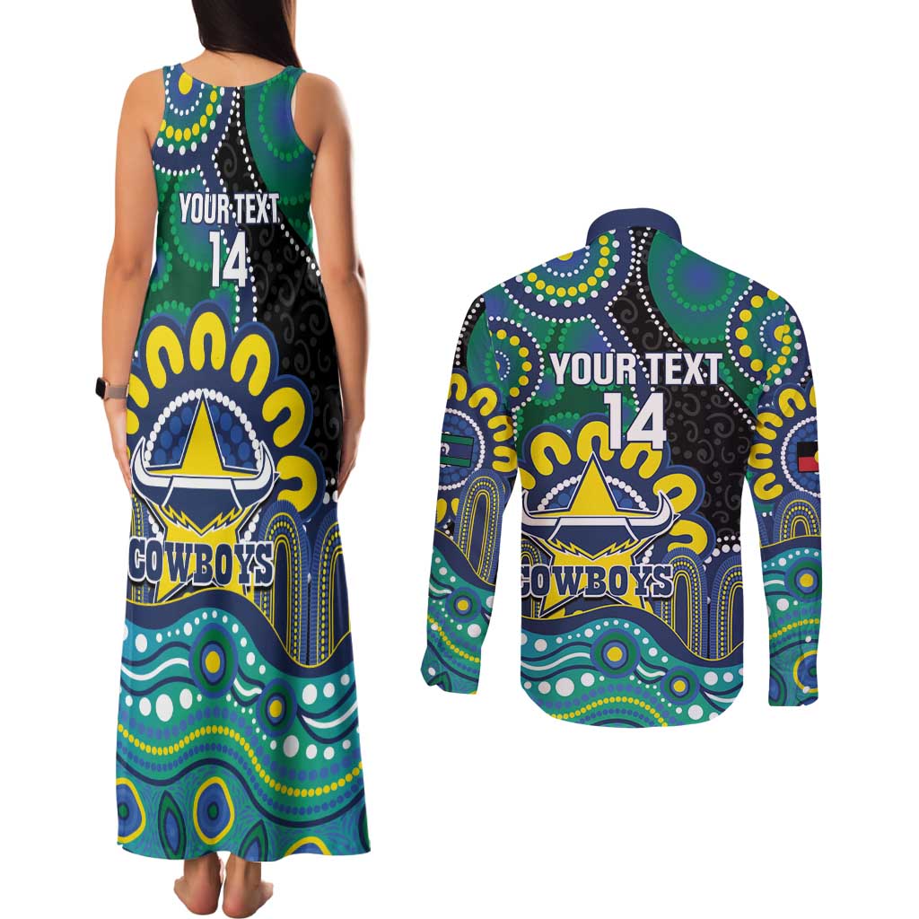 Custom NAIDOC Week 2025 Cowboys Couples Matching Tank Maxi Dress and Long Sleeve Button Shirt Indigenous Art