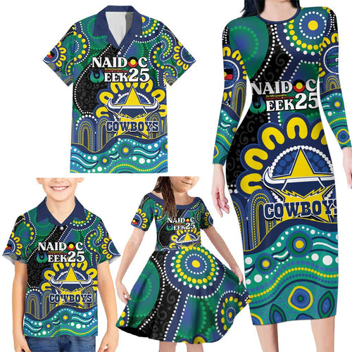 Custom NAIDOC Week 2025 Cowboys Family Matching Long Sleeve Bodycon Dress and Hawaiian Shirt Indigenous Art