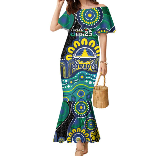 Custom NAIDOC Week 2025 Cowboys Family Matching Mermaid Dress and Hawaiian Shirt Indigenous Art