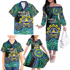 Custom NAIDOC Week 2025 Cowboys Family Matching Off The Shoulder Long Sleeve Dress and Hawaiian Shirt Indigenous Art