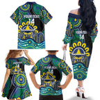 Custom NAIDOC Week 2025 Cowboys Family Matching Off The Shoulder Long Sleeve Dress and Hawaiian Shirt Indigenous Art