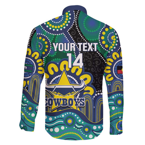 Custom NAIDOC Week 2025 Cowboys Family Matching Off The Shoulder Long Sleeve Dress and Hawaiian Shirt Indigenous Art