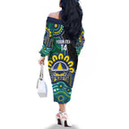 Custom NAIDOC Week 2025 Cowboys Family Matching Off The Shoulder Long Sleeve Dress and Hawaiian Shirt Indigenous Art