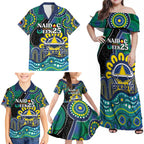 Custom NAIDOC Week 2025 Cowboys Family Matching Off Shoulder Maxi Dress and Hawaiian Shirt Indigenous Art