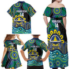Custom NAIDOC Week 2025 Cowboys Family Matching Off Shoulder Maxi Dress and Hawaiian Shirt Indigenous Art
