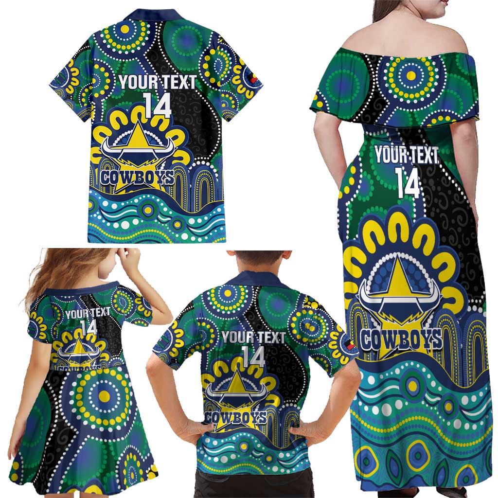 Custom NAIDOC Week 2025 Cowboys Family Matching Off Shoulder Maxi Dress and Hawaiian Shirt Indigenous Art