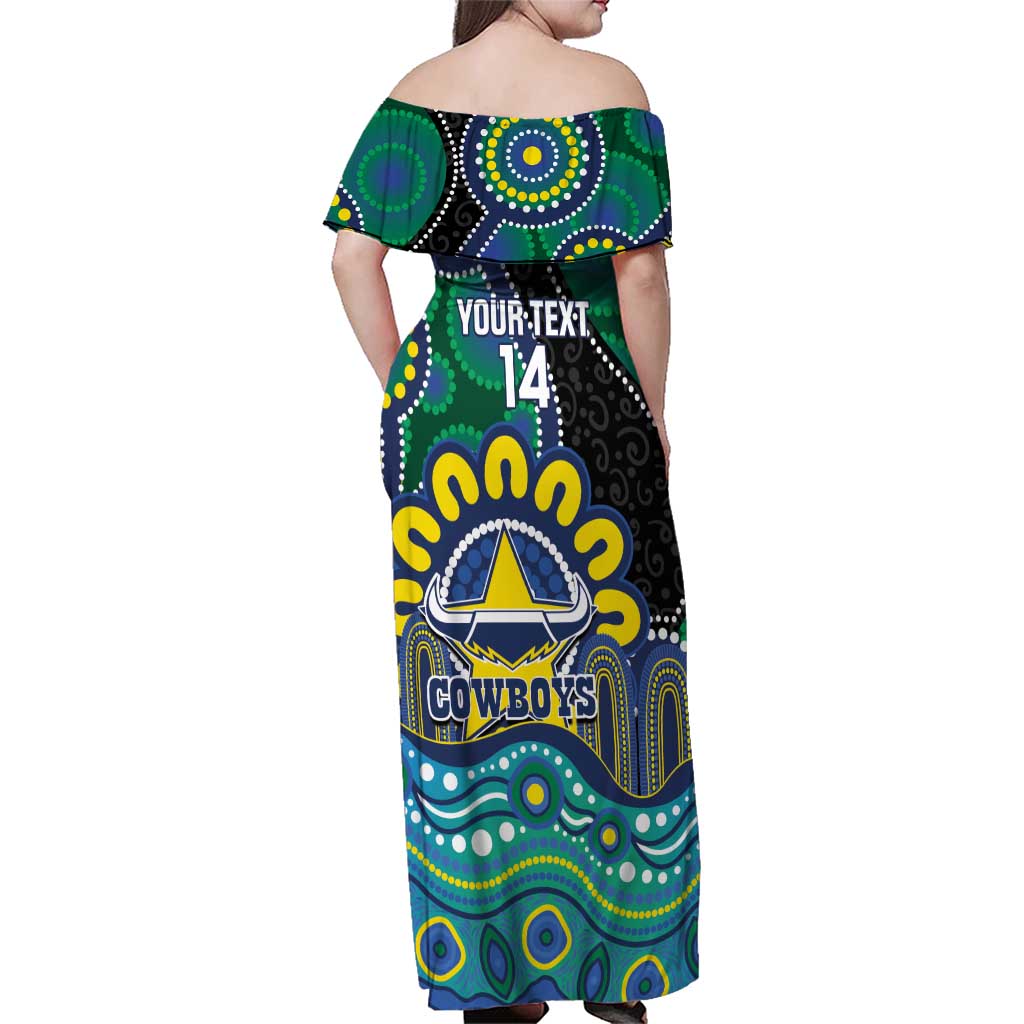 Custom NAIDOC Week 2025 Cowboys Family Matching Off Shoulder Maxi Dress and Hawaiian Shirt Indigenous Art