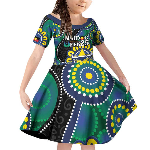 Custom NAIDOC Week 2025 Cowboys Family Matching Off Shoulder Short Dress and Hawaiian Shirt Indigenous Art