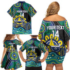 Custom NAIDOC Week 2025 Cowboys Family Matching Off Shoulder Short Dress and Hawaiian Shirt Indigenous Art