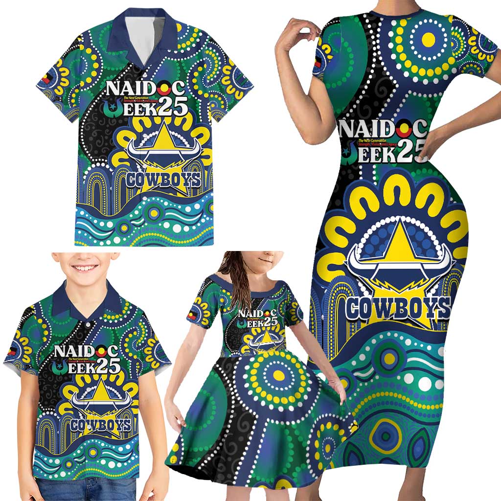 Custom NAIDOC Week 2025 Cowboys Family Matching Short Sleeve Bodycon Dress and Hawaiian Shirt Indigenous Art