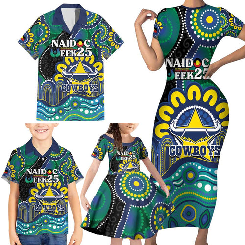 Custom NAIDOC Week 2025 Cowboys Family Matching Short Sleeve Bodycon Dress and Hawaiian Shirt Indigenous Art