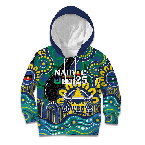 Custom NAIDOC Week 2025 Cowboys Kid Hoodie Indigenous Art
