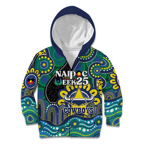Custom NAIDOC Week 2025 Cowboys Kid Hoodie Indigenous Art