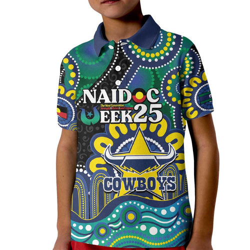 Custom NAIDOC Week 2025 Cowboys Kid Polo Shirt Indigenous Art