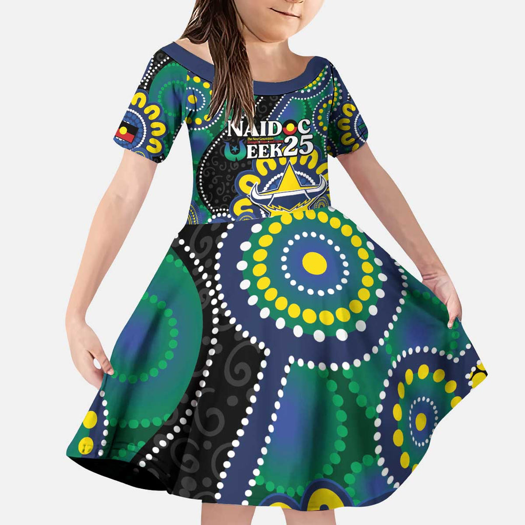 Custom NAIDOC Week 2025 Cowboys Kid Short Sleeve Dress Indigenous Art