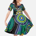 Custom NAIDOC Week 2025 Cowboys Kid Short Sleeve Dress Indigenous Art