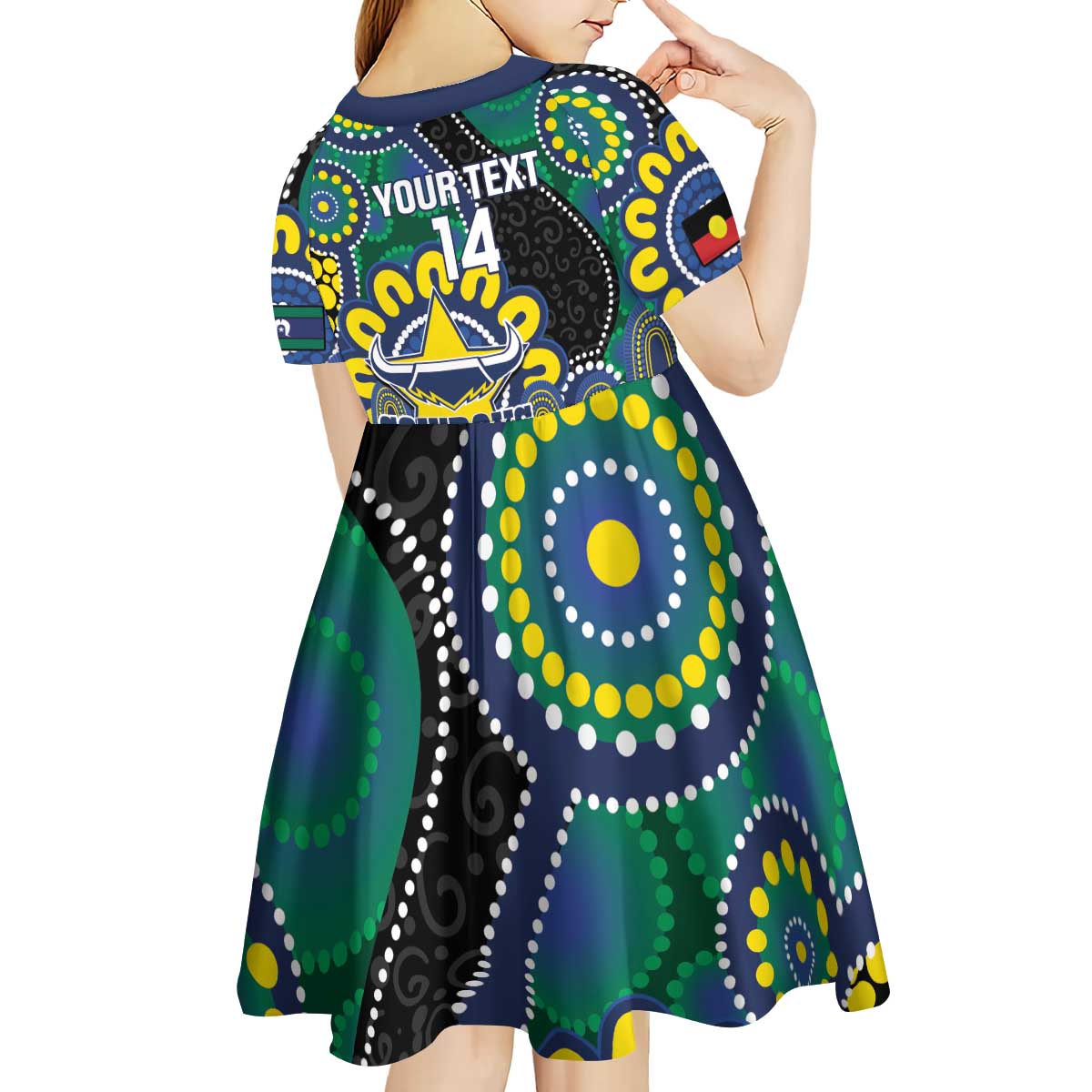 Custom NAIDOC Week 2025 Cowboys Kid Short Sleeve Dress Indigenous Art